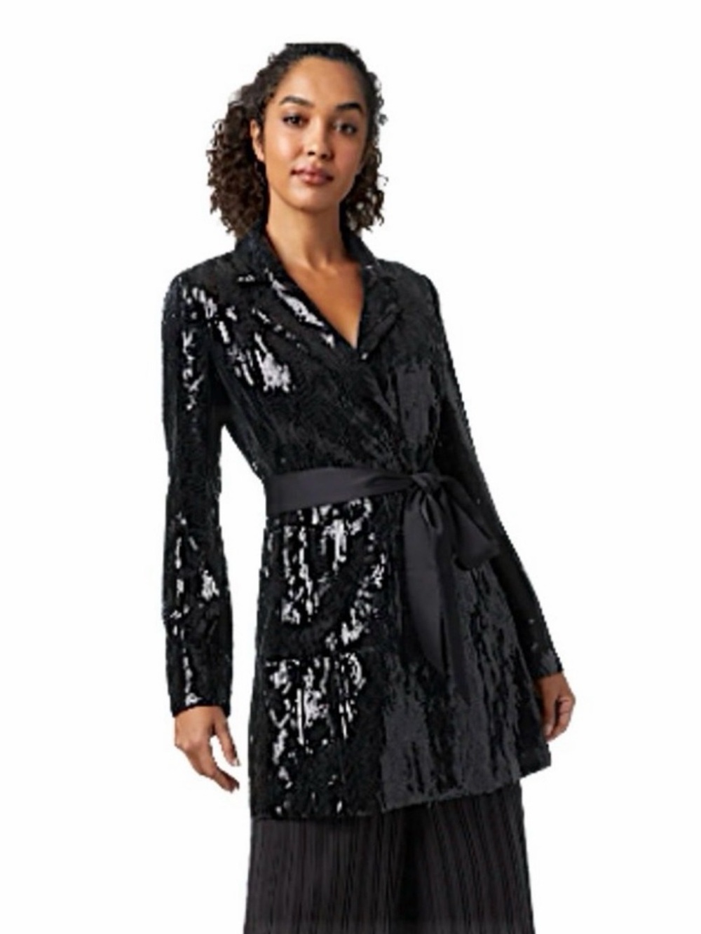 🆕Etcetera Galaxy Black Sequin Tie-Waist Jacket